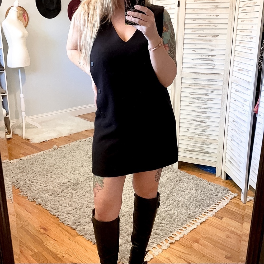 MIXXO | Black Sleeveless Button Jumper Dress - Picture 3 of 10